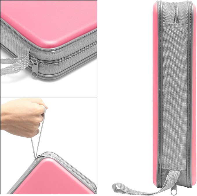 CD Case, DVD Case Holder 96 Capacity Hard Plastic CD DVD Disc Cases Storage Binder Wallet for Car Home Office Travel (Light Pink)
