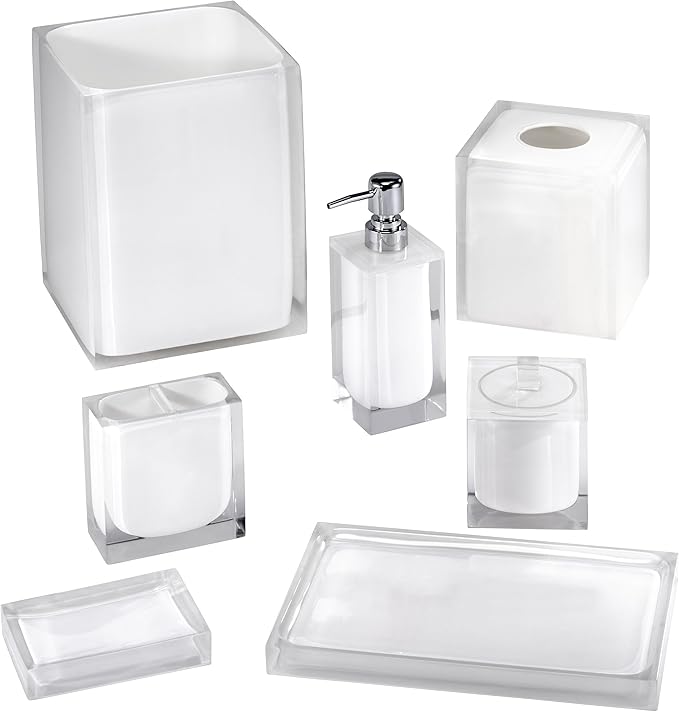 Izod - Toothbrush Holder, Resin Countertop Accessories, Dorm Room Essentials, Modern Home Decor (Marina Collection, White)