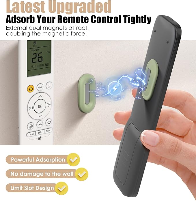 Nearockle 4 Pack Magnetic Remote Control Holder Wall Mount, 2025 Upgraded Smaller & Stronger Magnetic Silicone Remote Control Organizer TV Remote Charger Holder Caddy Back of TV (Multi)