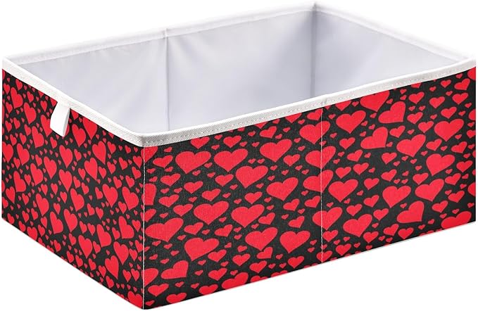 Bolaz Eamless Pattern With Red Hearts Closet Organizers Storage Cubes Storage Bins Shelf Baskets Containers for Home Room Office,Rectangle