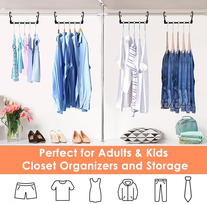 College Dorm Room Essentials, Closet Organizers and Storage, Magic Hangers Space Saving with 360° Swivl Hooks for 120 Clothes, Plastic Clothes Hanger, Organization Home Apartment Essentials, 24 Pack