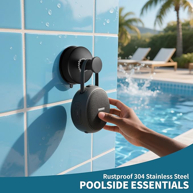Suction Cup Hooks for Shower Heavy Duty, Black Towel Hangers for Bathrooms/Shower/Door/Glass Window/Tile, Hooks for Walls No Damage Hanging Robe Bath/Loofah/Coat/Wreath - Removable, 2 Pack