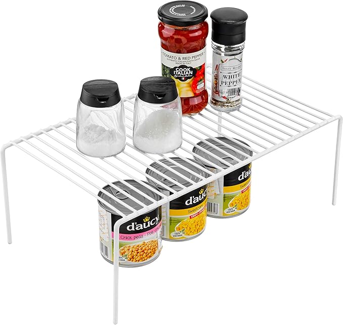 Redrubbit Large (15.7 x 9.4 Inch) Cabinet Storage Shelf Rack, Set of 6, Rustproof, Minimalist, White, Metal Steel, 6 Shelves, Kitchen, Bathroom, Bedroom, Freestanding, No Assembly Required