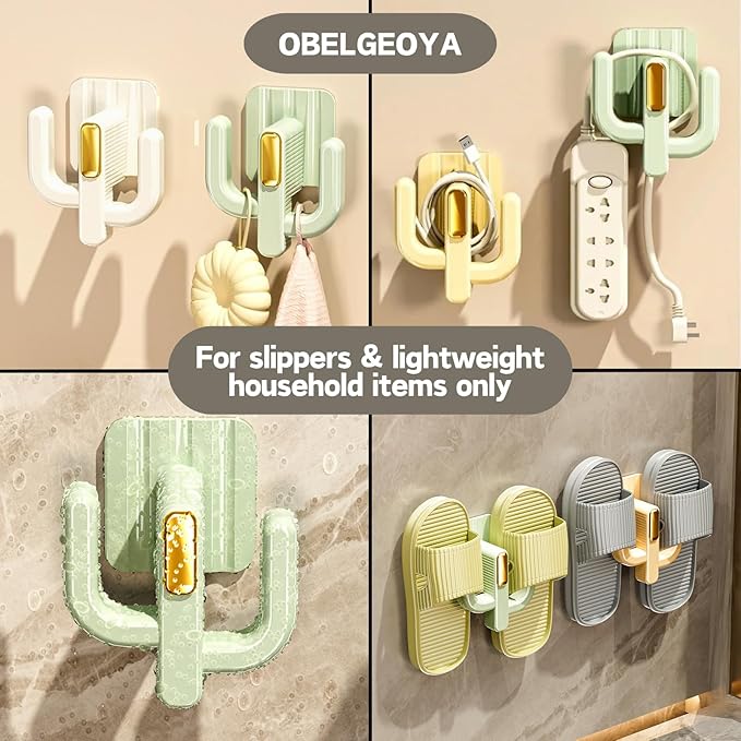 4 Pack Wall Mounted Shoe Rack - Multi-Use Hanging Organizer for Slippers, Hats, Towels & Keys, No-Drill Space-Saving Adhesive Storage for Home, Bathroom & RV, White & Yellow