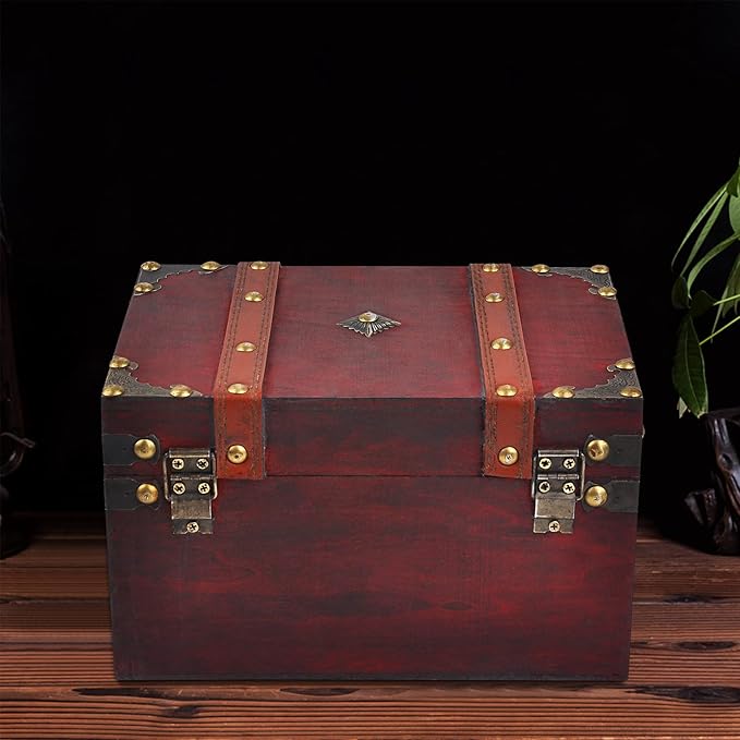 POWER UNICO FLOWER Vintage Treasure Lock Storage Box â Handmade Wooden Decorative Chest, Perfect Keepsake Box for Home DÃ©cor, Jewelry, Trinkets and Gift Storage (301-Combo1)