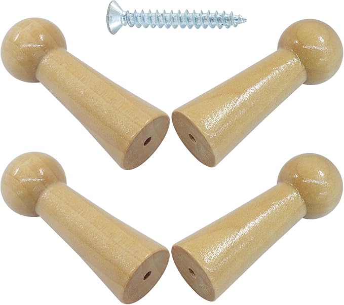 10Pcs Wooden Screw Hooks, Solid Wooden Wall Hooks Screw-On Coat Hooks, DIY Wood Coat Hooks for Hanging Jacket/Towel/Mug/Clothes Crafts(Style-2,Log Color)
