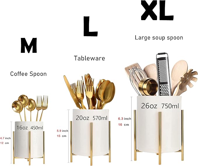 2 Set Silverware Caddy for Countertop,Sturdy Ceramic and Sturdy Metal Frame,Buffet Tableware, Party Table Decorations