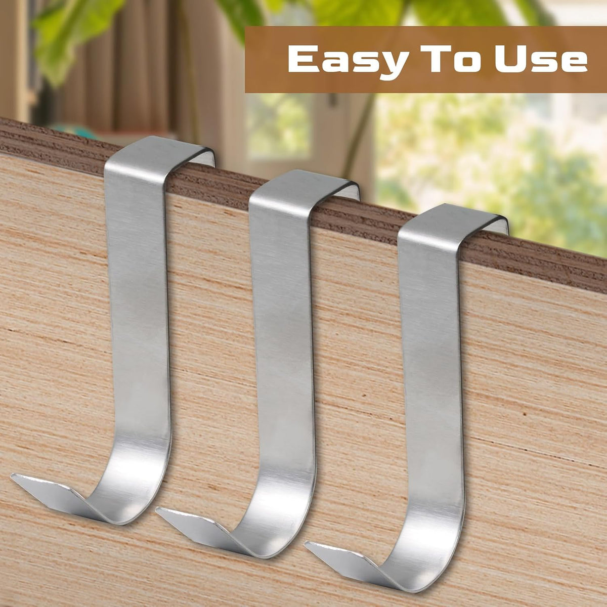 6 Pack Over Cabinet Door Hooks, Silver Over Bathroom Frameless Glass Door, Office Kitchen Towel Coat, J Hooks for Hanging