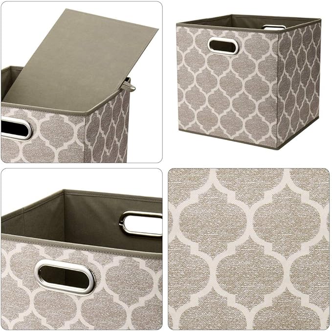 13x13x13 In Fabric Storage Cube Bins with Print Grid Pattern Foldable Clothes Storage Cubes Baskets Drawers Organizer Cubicle Storage Boxes for Organizing Closet Shelves ,QY-SC01-3