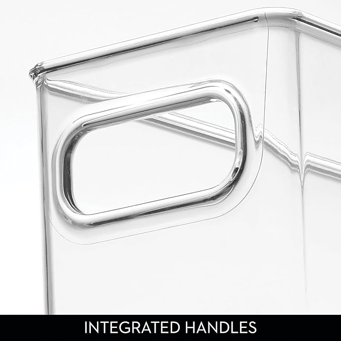 iDesign Stackable Fridge Bin with Handles - Ideal for Freezer or Pantry, Set of 2, Clear, Made in USA