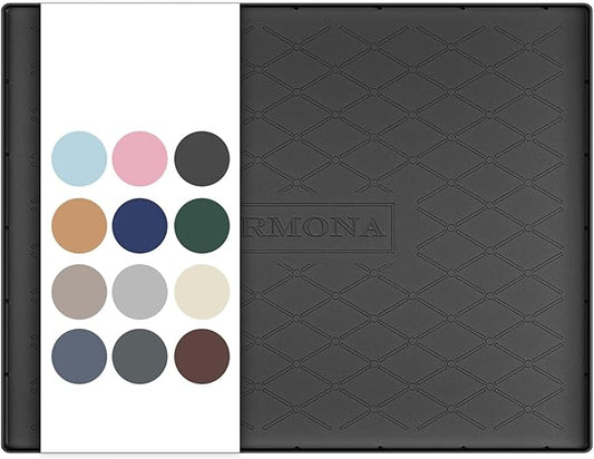 URMONA 28" x 19" Waterproof Silicone Mat in Multiple Sizes & Colors, Under Sink Mat for Kitchen & Bathroom, Pet Food Pad for Dogs & Cats, Kitchen Cabinet Liner, Multi-Purpose for Storage(Black)