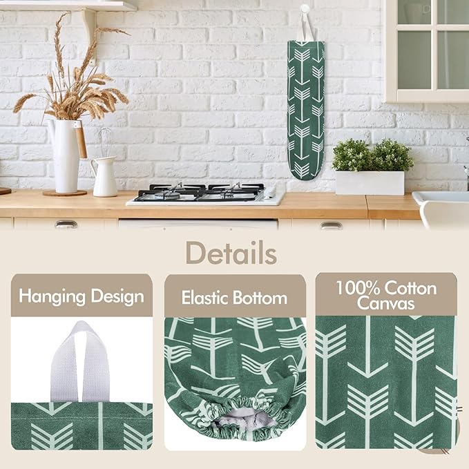 TOGETRUE Plastic Bag Holder, Large Wall Mount Trash Bag Storage Dispenser for Home, Kitchen, Travelling (Green)