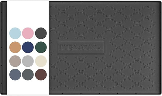 URMONA 37" x 22" Waterproof Silicone Mat in Multiple Sizes & Colors, Under Sink Mat for Kitchen & Bathroom, Pet Food Pad for Dogs & Cats, Kitchen Cabinet Liner, Multi-Purpose for Storage(Black)