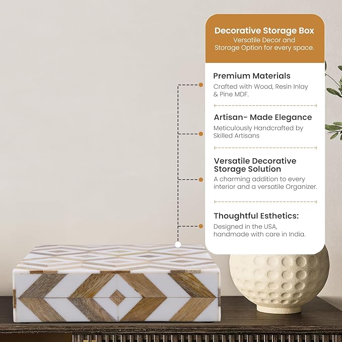 Handicrafts Home Decorative Box 8x6 â Photo Storage Box, Jewelry Organizer, Modern Decorative Storage Box with Lid, Bohemian Table DÃ©cor, Vintage Keepsake Box for Shelf or Coffee Table DÃ©cor