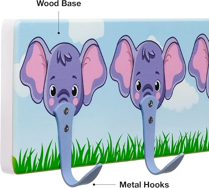 EXCELLO GLOBAL PRODUCTS Children's Coat Hooks (Elephant)