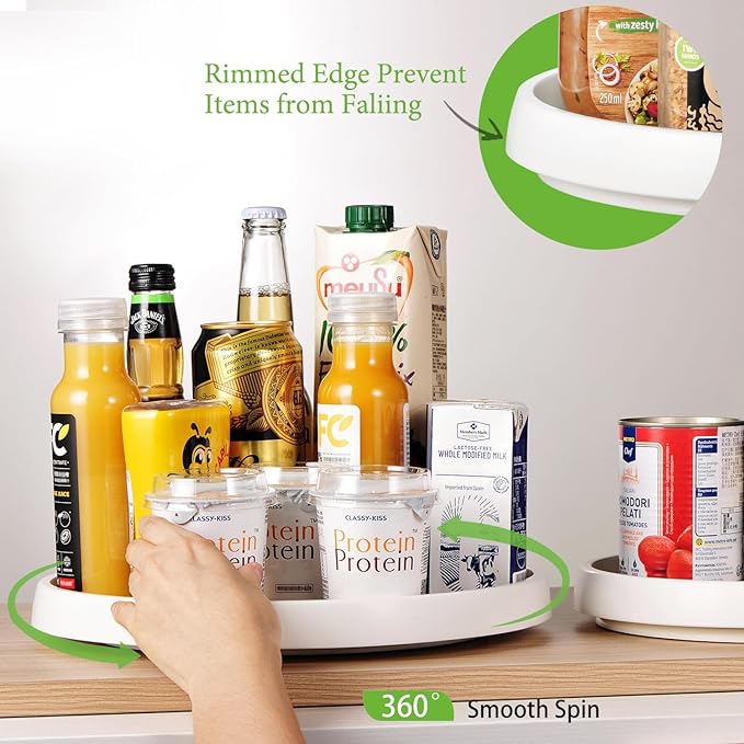 Amolliar 10 Inch 6 Pack Lazy Susan Turntable Rotating Organizer, Non-Skid Spinning Spice Rack for Cabinet, Pantry Storage, Kitchen, Fridge, Countertop, Bathroom, Makeup Vanity, Under Sink Organizing