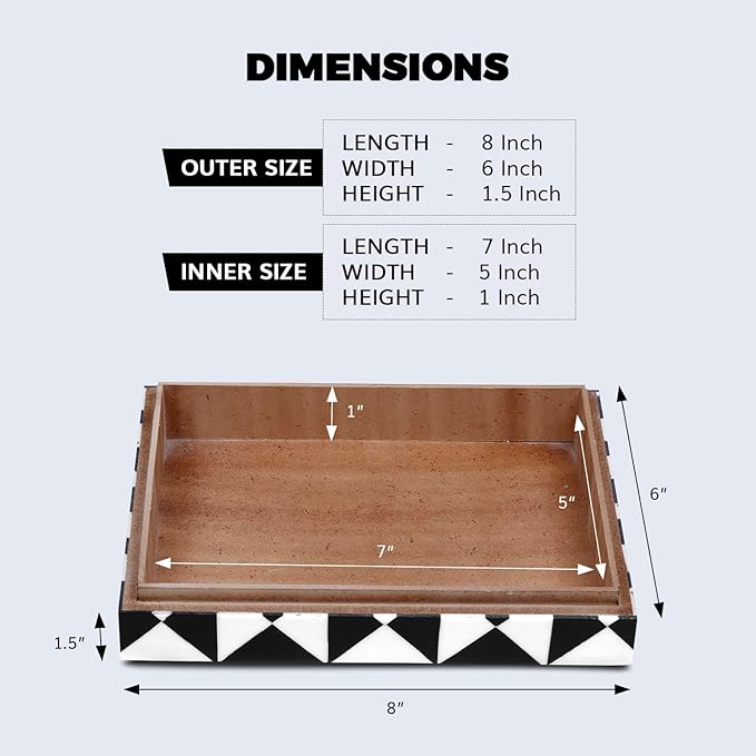 Handicrafts Home Small Decorative Storage Box with Lid – Black and White Keepsake Box, Decorative Trinket Box for Jewelry, Desk Organizer, Coffee Table & Shelf Decor – Trianlge 8 x 5 x 2