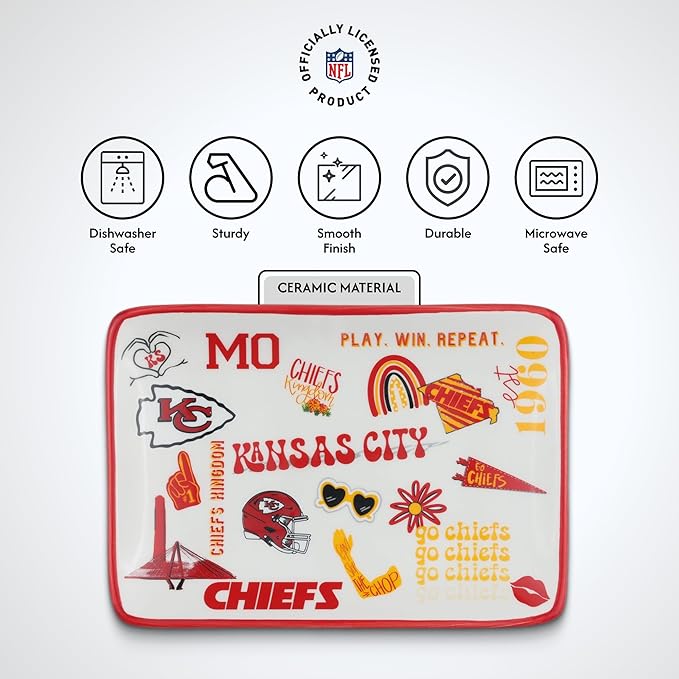 The Memory Company Officially Licensed NFL Team Spirit Ceramic Trinket Tray, Decorative Storage Catch-All, Home & Office Organizer, Gift for Football Fans