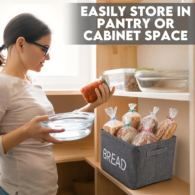 17 Pcs Bread Basket Sets, Bread Storage Bin for Pantry Shelves with 16 Pcs 2 Inch Chip Clips, Kitchen Basket Organizer for Home, Chips, Popcorn, Candy, Pretzels