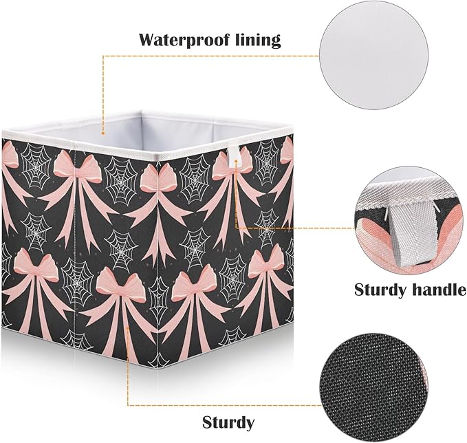 Bolaz Web Bow Pattern Closet Organizers Storage Cubes Storage Bins Shelf Baskets Containers for Home Room Office,Square