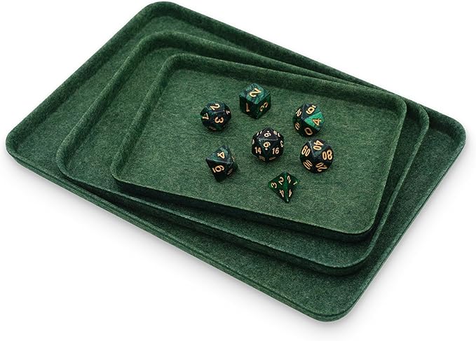 Welaxy Desk Drawer Felt Tray DND dice Games Holder EDC Cathall nightstand multitray Entryway Bedside Caddy Counter Organize for Keys Jewelry Watches 3-Piece (Forest Green)