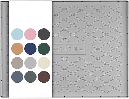 URMONA 28" x 19" Waterproof Silicone Mat in Multiple Sizes & Colors, Under Sink Mat for Kitchen & Bathroom, Pet Food Pad for Dogs & Cats, Kitchen Cabinet Liner, Multi-Purpose for Storage(Light Grey)