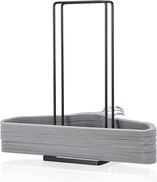 EASTTOWEST Hanger Organizer Stacker for Closet Laundry Room,Holds up 110 Wire Hanger,Black Carbon Steel Clothes Hanger Storage Rack Holder for Adult or Child
