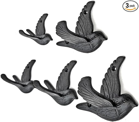 Ambipolar Flying Bird Iron Cast Decorative Bird Wall Mounted Coat Hooks (Classic)
