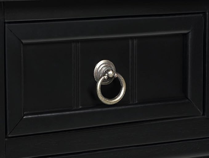 Convenience Concepts Kendra Entryway Hall Table 23.75" - 3 Storage Drawers, Traditional Console with Shelf for Decor, Office & Hallway Organizer, No Tools Assembly, Solid Wood Legs, Black