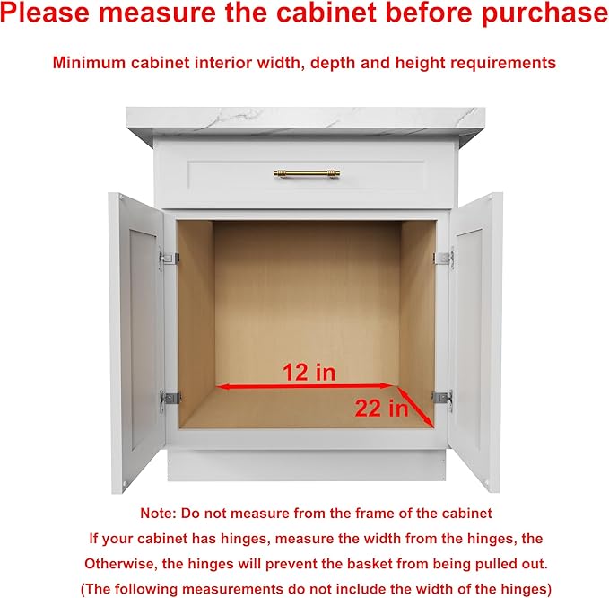 Wood Pull Out Cabinet Organizer 2 Tie 11" W x 21" D for 12" Cabinet Opening, Heavy-Duty Sliding Drawers for Inside Cabinets Storage and Organization for Kitchen, Pantry, Bathroom