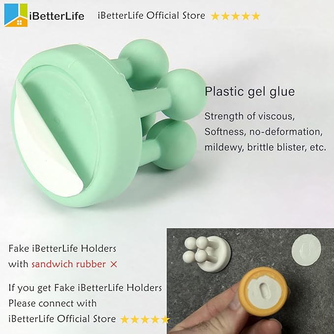 iBetterLife 5Pcs Self-adhesive Hooks Holders - Mounted to Wall Mirror for Clipping & Hanging Toothbrush Razor Towel Key Plug Cable, Utility Holder for Kitchen Bathroom Home Office Dorm Room Essentials