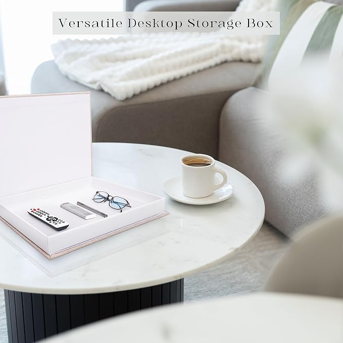 Decorative Book Storage Box Set of 2, Stylish Decorative Books, Linen Faux Book Storage Box for Bookshelf, Coffee Tables, Home Decor, Beige