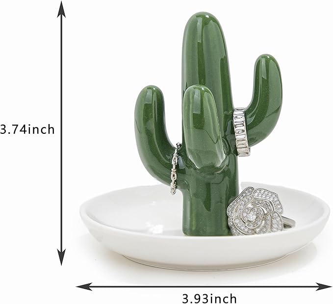 Cactus Ring Holder Ceramic Ring Dish, Jewelry Holder Dish Trinket Tray For Rings Earrings Trinkets Organizer, Christmas Birthday Bridesmaid Gifts for Women