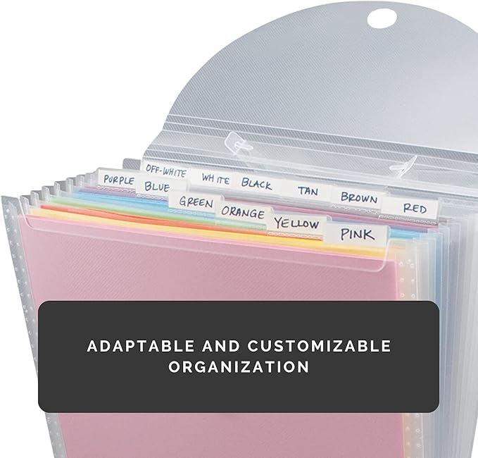 Advantus Expandable Paper Organizer, Accordion File Organizer, Important Document Holder, Clear with 12 Pockets, White, 12x12 Inches