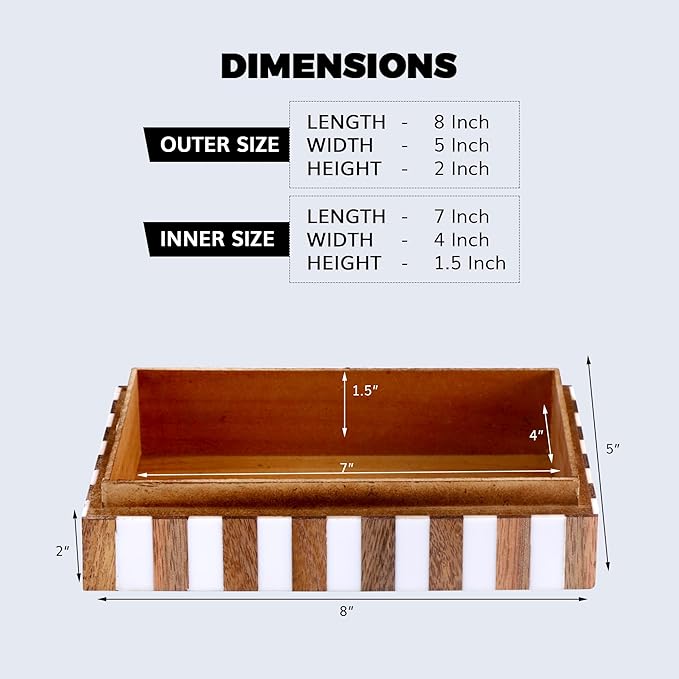 Handicrafts Home Large Decorative Storage Box with Lid– 8x5x2” Coffee Table Organizer, Keepsake-Decorative Boxes for Home Decor, Stylish Decorative Box for Office Décor-Estrella Trace