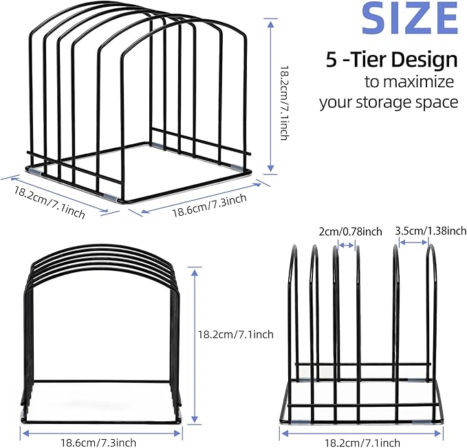5-Slot Cutting Board Organizer, Bakeware Organizer, and Kitchen Cabinet Organizer for Baking Trays and Cookie Sheets (2pcs Mix packed)