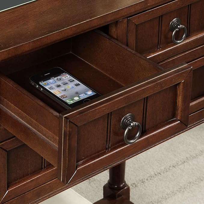 Convenience Concepts Kendra Entryway Hall Table 23.75" - 3 Storage Drawers, Traditional Console with Shelf for Decor, Office & Hallway Organizer, No Tools Assembly, Solid Wood Legs, Espresso