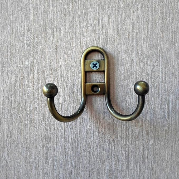 SUPVOX 5pcs Antique Blue Green Double Wall Mount Metal Clothes Hooks Cabinet Coat Hangers for Home Kitchen Storage and Closet Organization