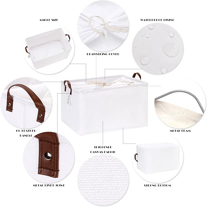 Hinwo 70L Extra Large Storage Bins, 4-Pack Closet Organizers and Storage, Foldable Clothing Storage Basket with Handles, Containers for Clothing, Blanket, Comforters, Bedding (White)