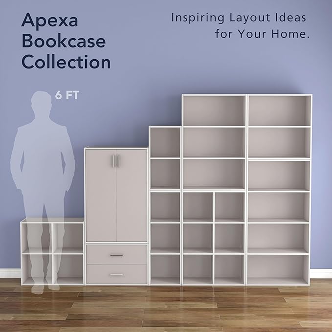 Homes: Inside + Out Apexa 3-Cube Storage Organizer Shelves, Stackable Wood Bookcase Fits Cubby Bins for Organization, Dorm Teen Room Decor & Home Office, Taupe Grey