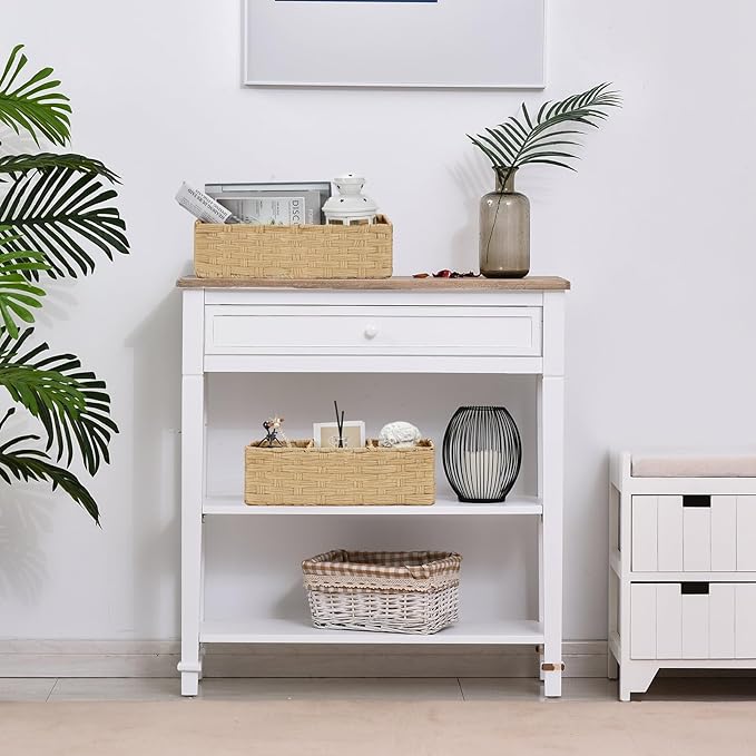 Bidtakay Small Wicker Baskets for Organizing Woven Baskets for Storage 2-Pack Waterproof Imitation Wicker Narrow Storage Bins for Shelves Towels Baskets for Washroom Natural