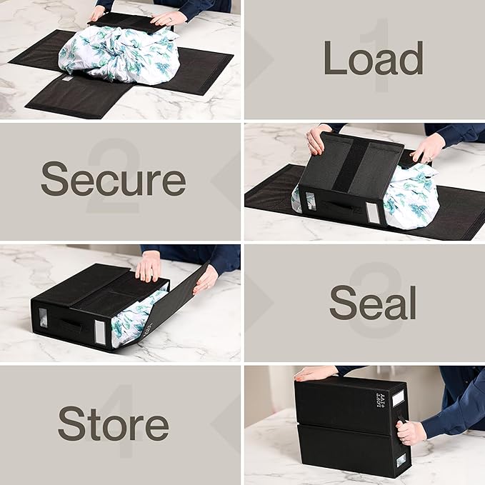 LOFT + IVY Sheet Organizers and Storage â Bed Sheet Holders Box for Linen Closet, Foldable Bedding Storage with Handles, Label Slot, Closure
