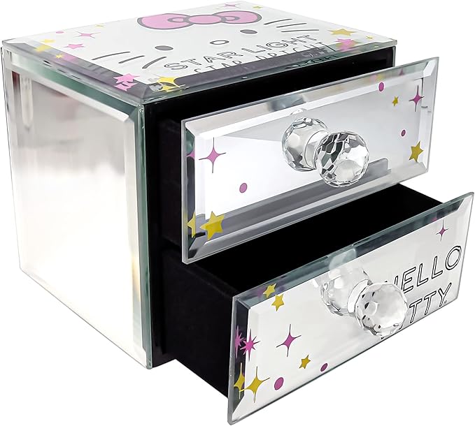 Jacmel Officially Licensed Hello Kitty ''Star Light Star Bright'' Mirror Glass Jewelry Box Organizer