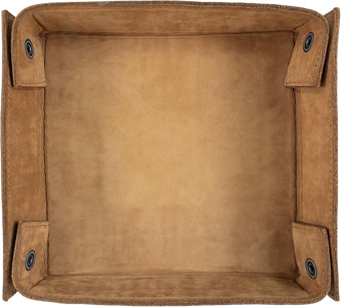 Hide & Drink, Leather Catchall Change Keys Coins Jewels Box Tray Big Storage, Handmade :: Old Tobacco