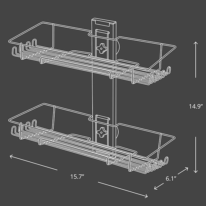 Bath Beyond BATHBEYOND Shower Caddy Suction Cup Tier Shower Shelf - Adjustable Shower Caddy 400 Stainless Steel No-Drilling and Extra Adhesive Sticker for More Stronger Suction (2Tier)
