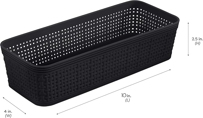 Simplify 5 Piece Organizing Set | Multiple Size Bins | Multipurpose | Office | Desk | Dorm | Bathroom | Storage Basket | Small Items | Accessories | Black