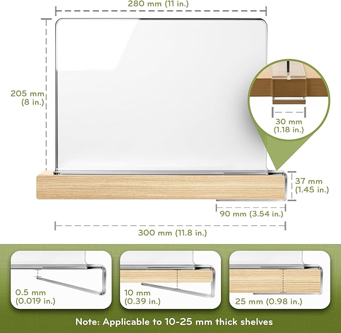 Acrylic Shelf Dividers for Closet Organization, 12-Pack Premium Quality Reinforced Material Closet Organizers and Storage, Perfect for Purse, Sweaters, Towels, Shoes, and Books Organization
