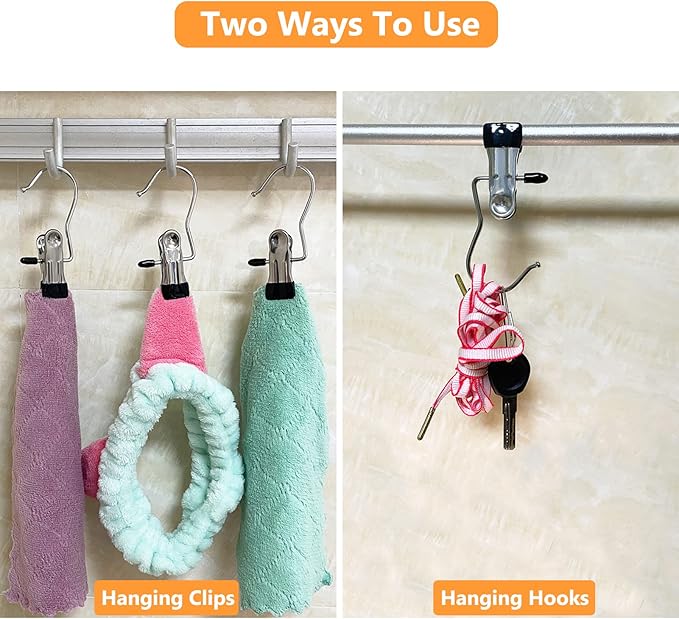 Boot Hangers for Closet, 30 Pack Hanging Clips Hook Clothes Pins for Laundry, Hanger Clips Towel Clips Boot Organizer for Home and Travel, Clothespins Clip Hangers for Pants Hats Socks Gloves