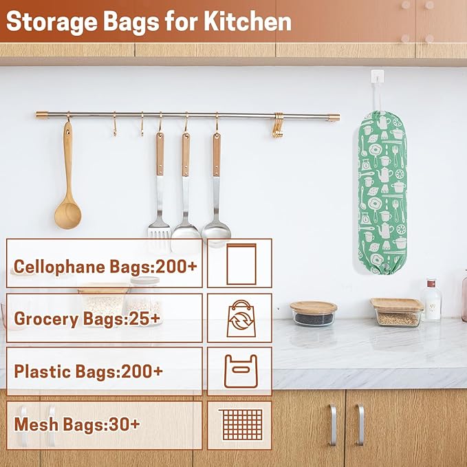 SWISSELITE 1Pcs Plastic Bag Holder, Reusable Plastic Bag Organizer Wall Mount, Large Grocery Bag Storage Dispenser, 22x9 IN