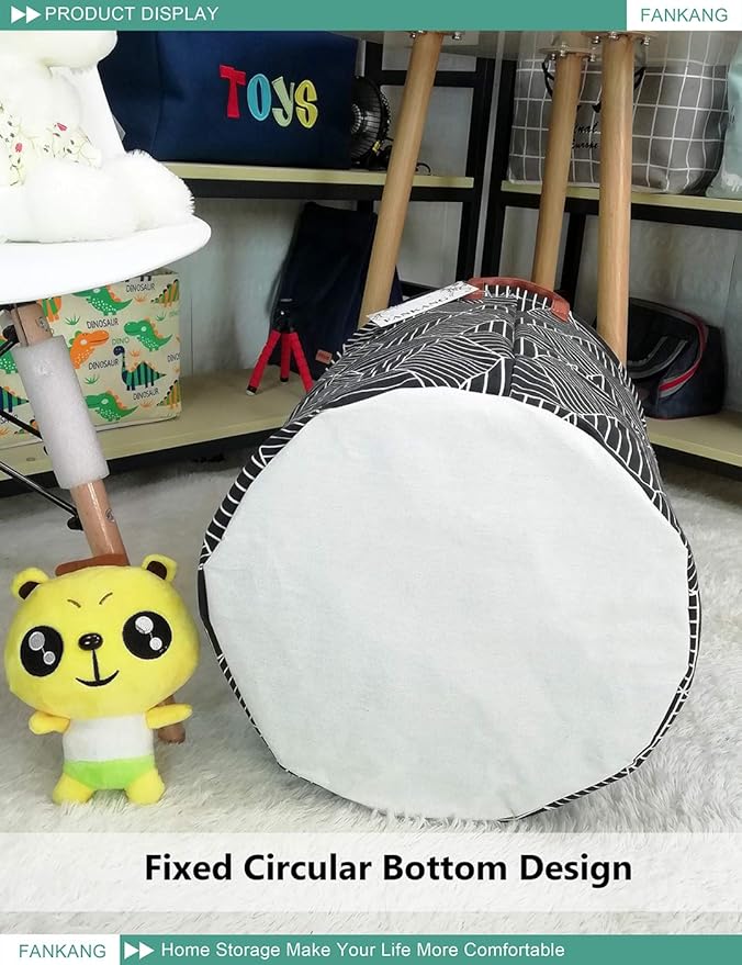 FANKANG Storage Basket, Nursery Hamper Canvas Laundry Basket Foldable with Waterproof PE Coating Large Storage Baskets for Kids Boys and Girls, Office, Bedroom, Clothes,Toysï¼Black Magic cubeï¼